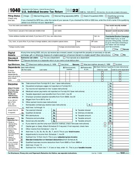 federal form 1040a 2023